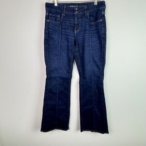 American Eagle Women's Next Level Stretch Curvy Kick Bootcut Jeans Dark Wash 12